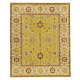 High-Quality Hand-Knotted Gold And Ivory Area Rug