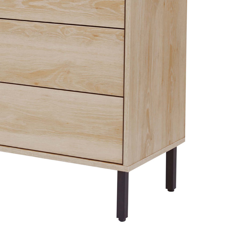 Mid-Century Modern Oak Sideboard Storage Credenza with 3 Drawers and Adjustable Shelf Cabinet