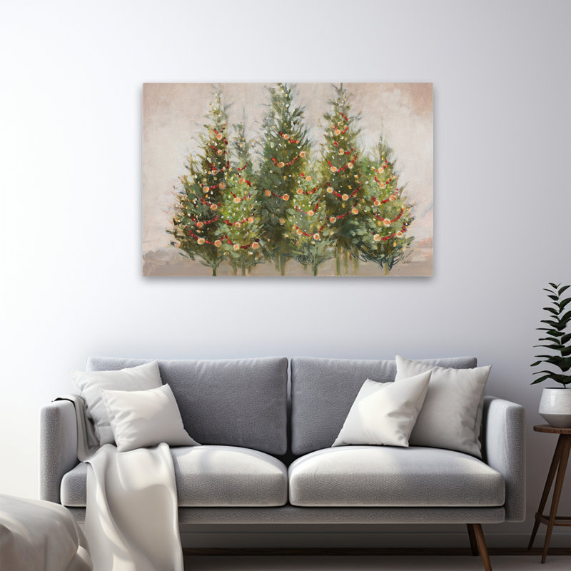 Beige et Noël, arbre à feuilles persistantes, art, H 32 po x l 48 po