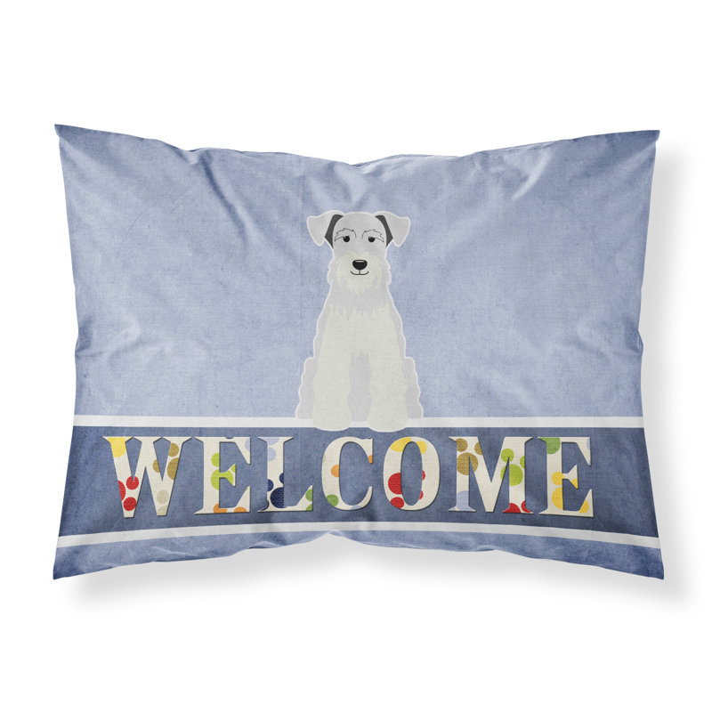 Taie d’oreiller welcome, Schnauzer miniature blanc