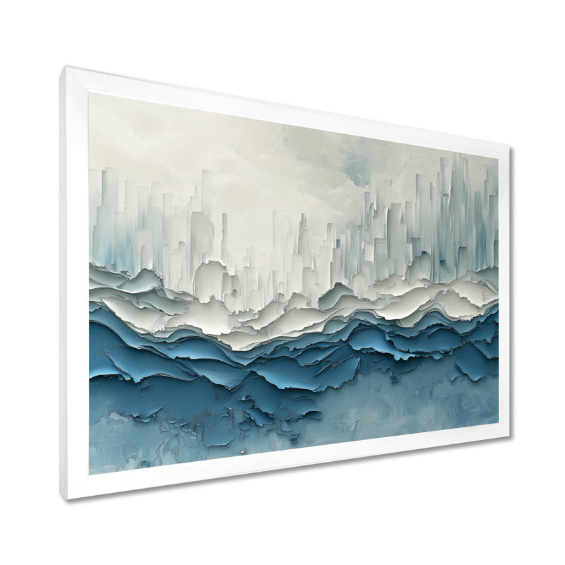 Vagues vagues de l'océan II - art mural bord de mer, H 30 po x l 40 po, Cadre simple, Blanc