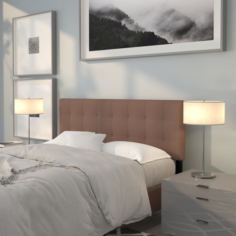 Ciriaca Quilted Tufted Upholstered Headboard, Camel, Queen