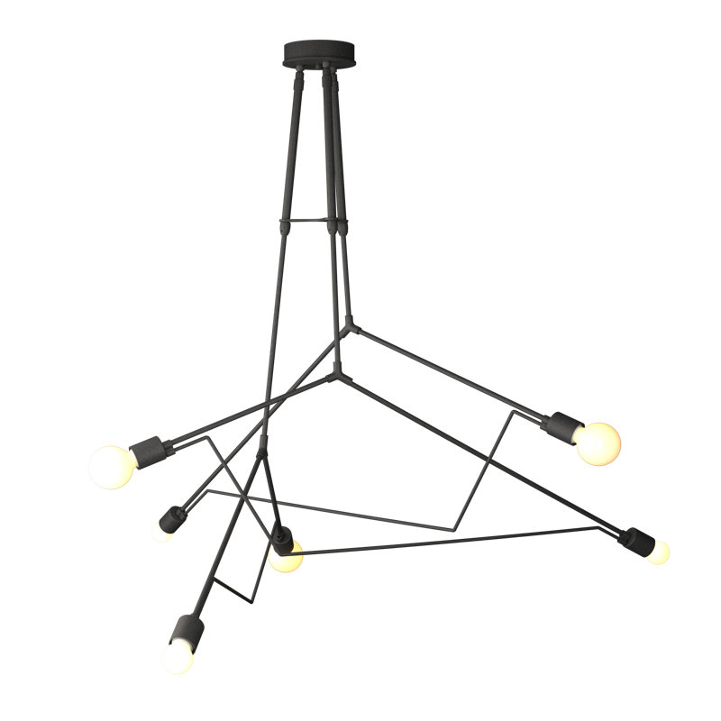 Lustre d'extérieur 6 lumières Divergence, Fer naturel côtier, 42.8" - 54.3"