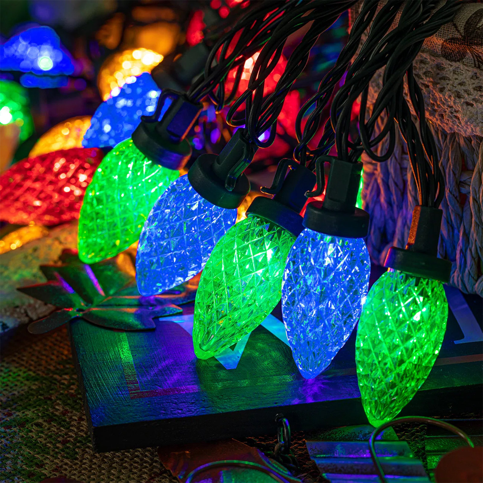C9 LED Christmas String Lights, Multicolor, 50