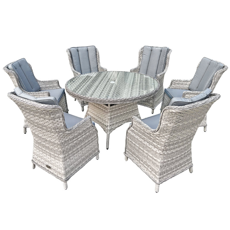 6 - Person Patio Dining Set with Round Table , Cushions Included