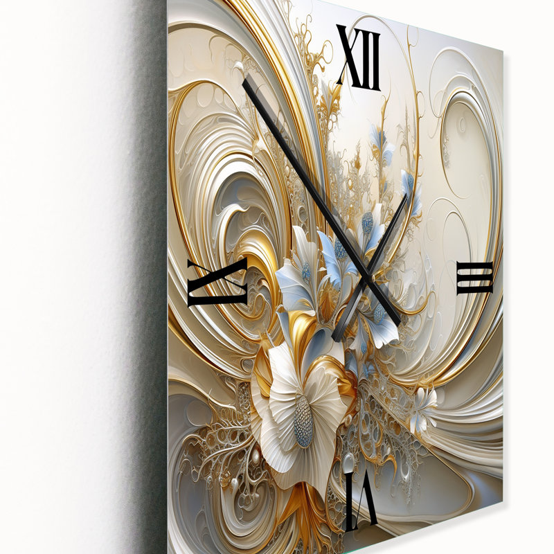 Horloge murale abstraite en forme de spirale florale bleue Tender, Petit
