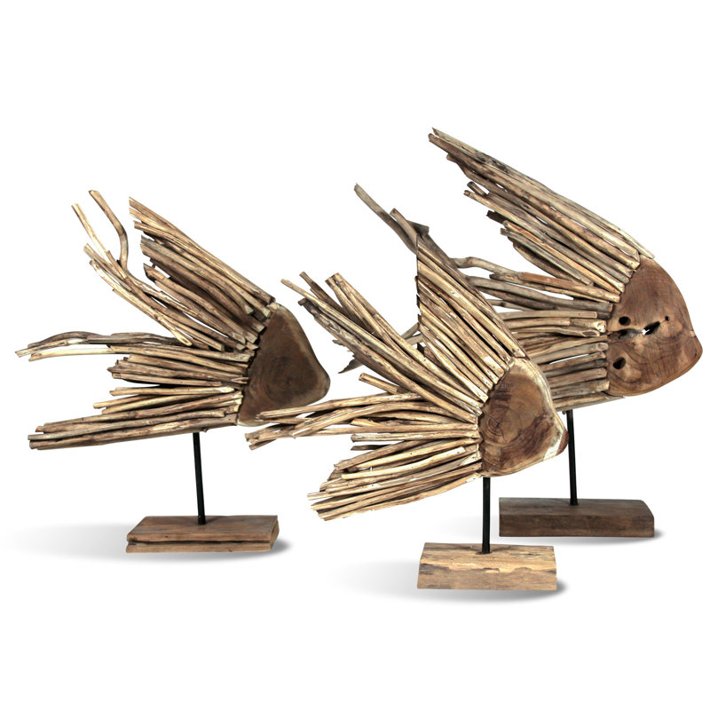 Driftwood Fish On Stand Animals Statue