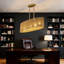 Lustre en rotin 5 lumières avec cadre doré réglable, luminaire suspendu pour îlot de cuisine pour salle à manger, salon, bar et restaurant