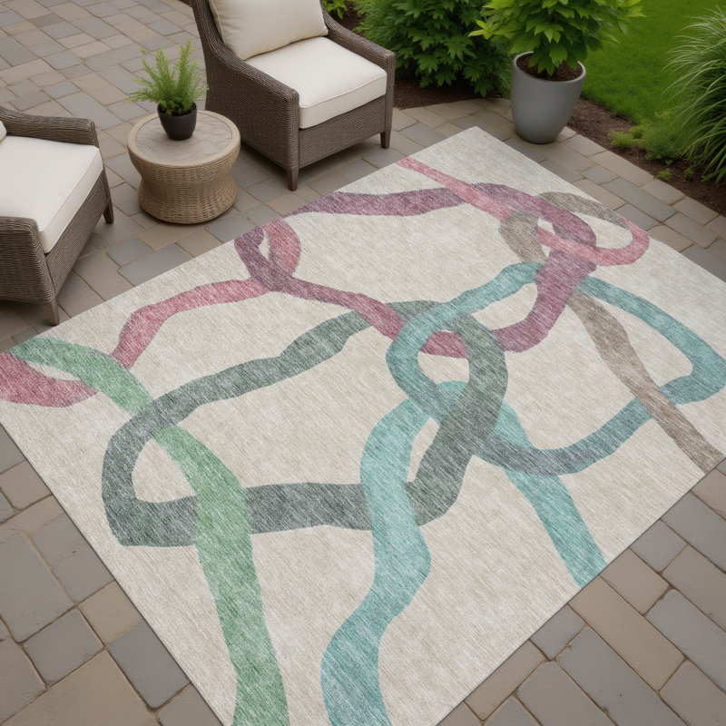 Machine Washable Indoor/Outdoor Erfried ACN2394 Abstract Rug, Rectangle 10' x 14'