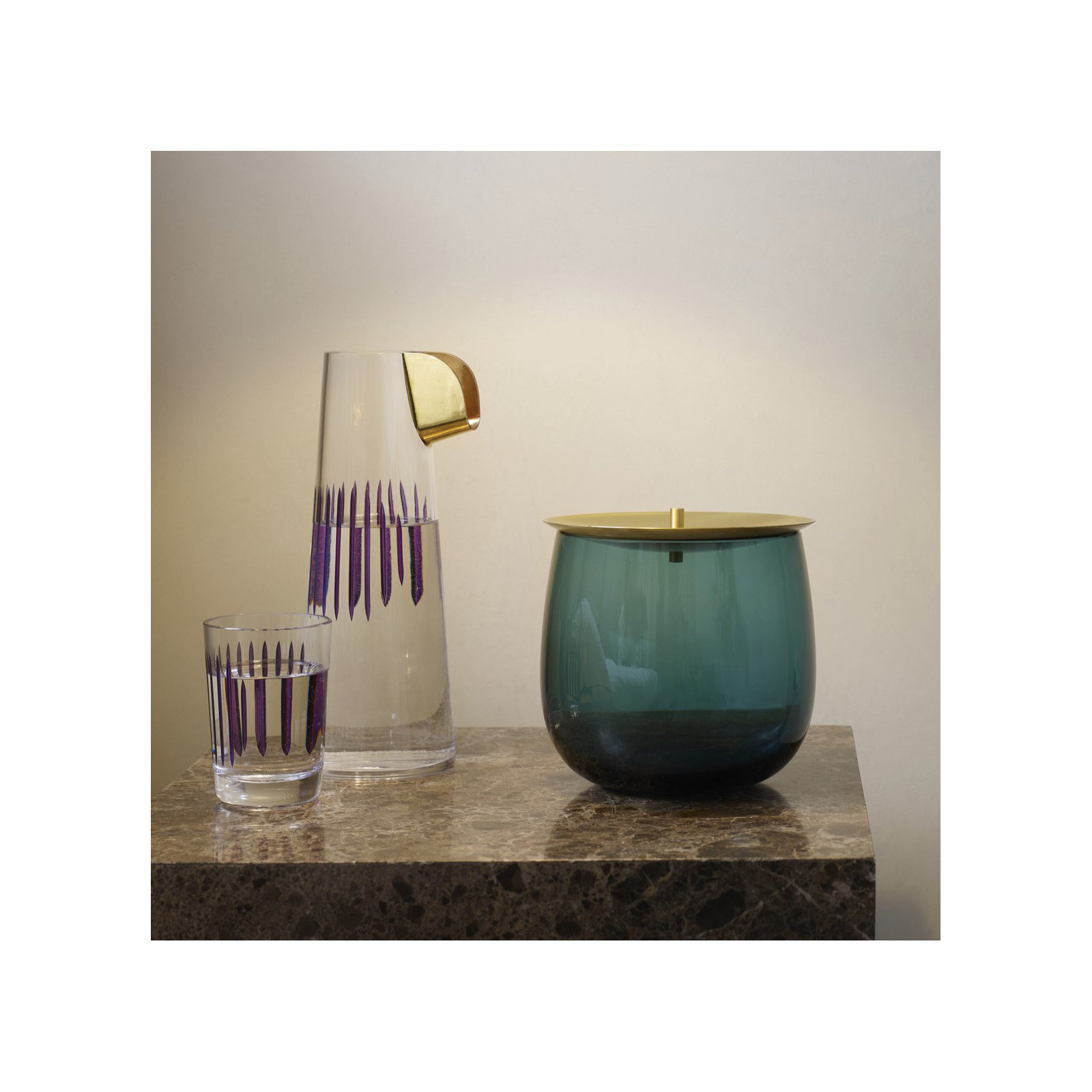 Beret Lead Free Crystal Jar, Petroleum Green,  6.06" H x 6.3" W x 6.3" D