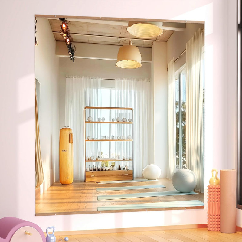 Full Length Rectangle Wall Mirror Home Gym Mirror Dance Studio Mirror Tempered Glass Mirror, 71" x 31" 