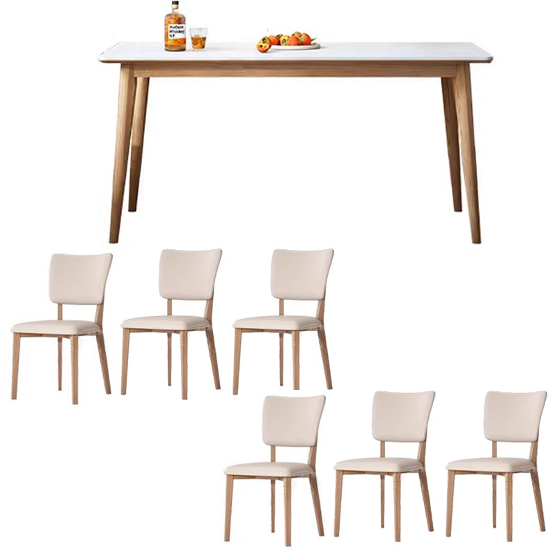 Ash wood Nordic style rectangular slate table, 29.53"H x 55.12"L x 31.5"W