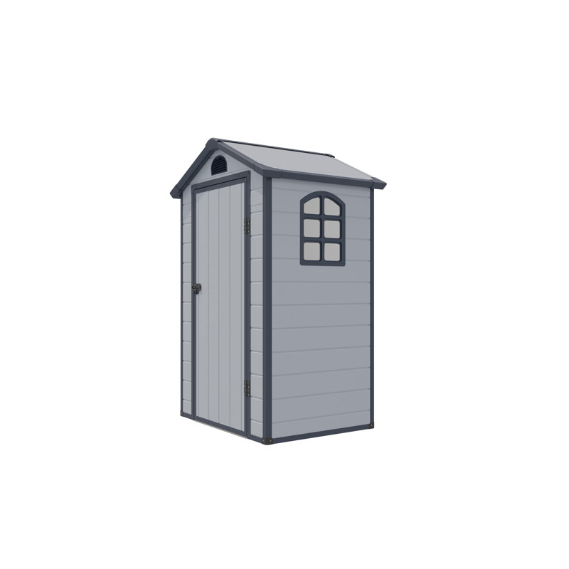 Rowlinson Airevale Plastic Apex Shed 4x3, Light Grey