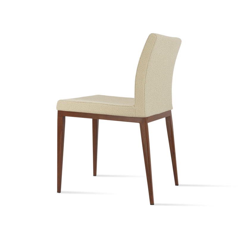 Chaise de salle à manger en bois Aria, Polyuréthane blanc cassé Yoredale, Noyer