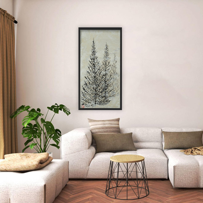 "Silent Pines", art mural sur toile, Cadre flottant noir, H 24 po x l 12 po