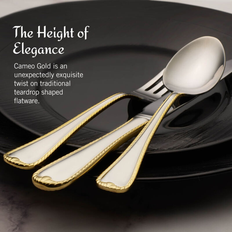 Gold Accent Cameo 65-Piece Stainless-Steel Flatware Set, Service for 12