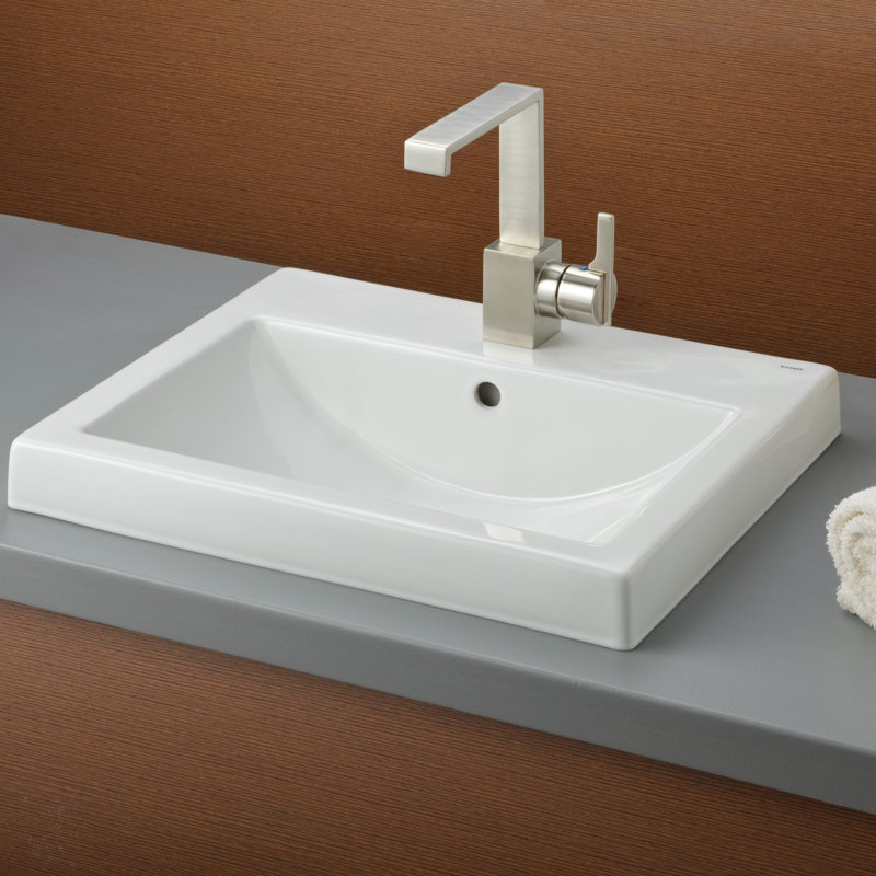 Lavabo de salle de bain rectangulaire encastré avec trop-plein Camilla, Monotrou