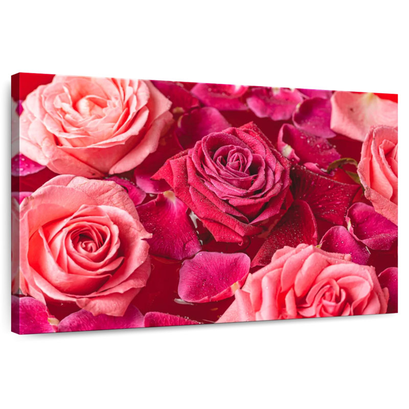 Harnek Dewy Pink Roses, 24" H x 36" W