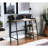 Modern Rustic Writing Desk In Oak With Strong Metal Frame Top And Black Legs For Workspace