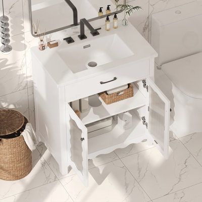 Bathroom Vanity With Tempered Glass Doors