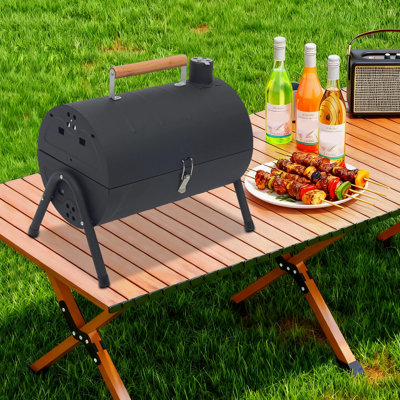 Barbecue d'extérieur au charbon de bois, cuisson double face avec cendrier amovible et verrou de sécurité, portatif pour la cour, le patio et le pique-nique
