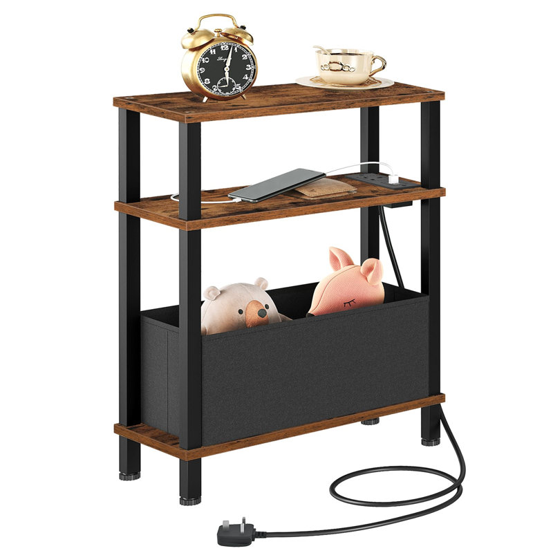 Slim With Charging Station Side Table, Brown