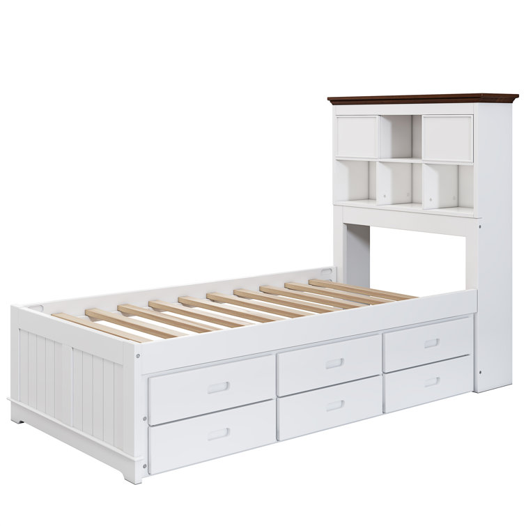 Chocklette Storage Bed, Twin Bed, Bookcase Bed with Trundle