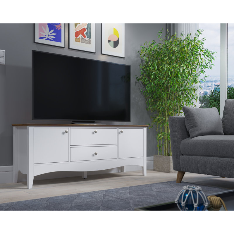 Delrick TV Stand, White/Brown