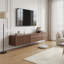 180cm Floating Tv Unit Wall Mounted With Door, Walnut Tv Cabinet Stand Large Storage, Completely Assembled Living Room Tv Media Console