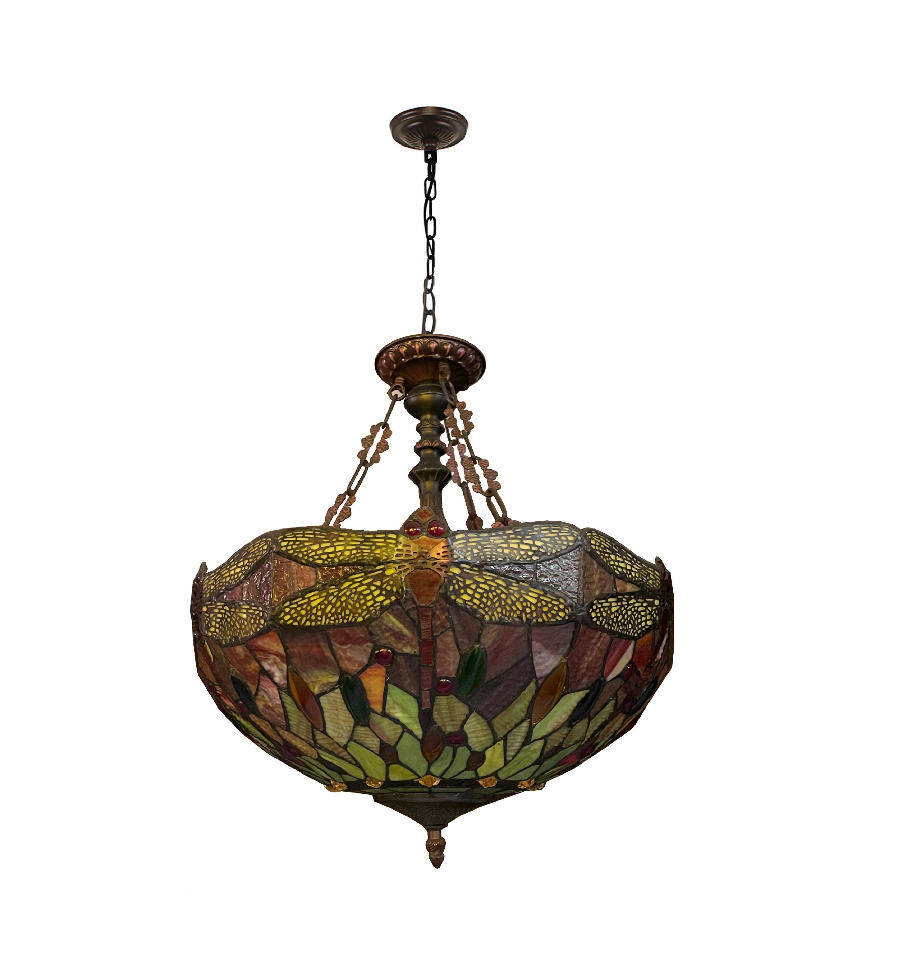 Louis Comfort Tiffany Mission Style Geometric Green Arrow Glass Shade Table Lamp Union Rustic