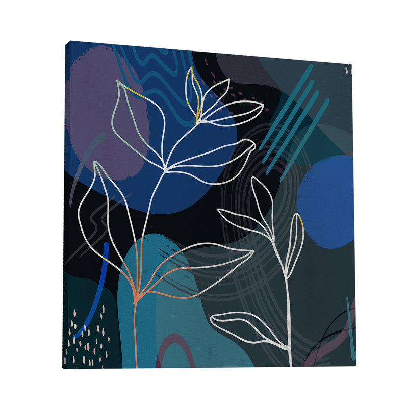 Boho Leaves III - impression sur toile tendue, H 8 po x l 8 po x P 1,5 po