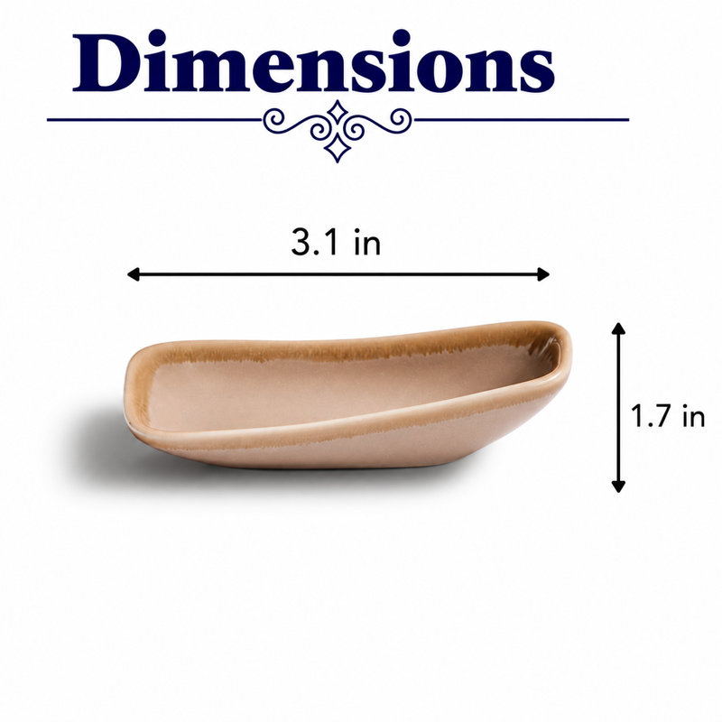 SPLASH BEIGE Premium Porcelain Vital Rectangle Serving Plate, 3.2x1.7" | Microwave & Dishwasher Safe
