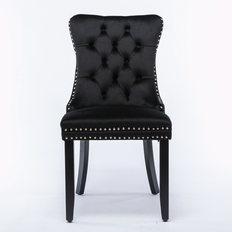 Fukuichi Velvet Side Chair, Black Velvet