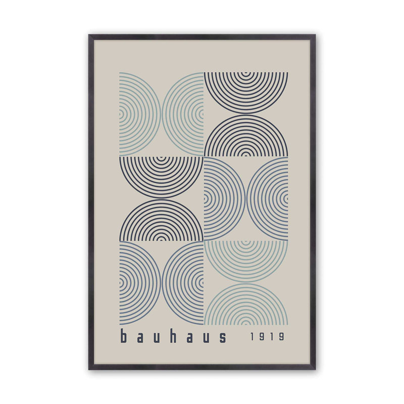 «Midnight Bauhaus Composition», affiche, H 25,25 po x l 19,25 po x P 1,25 po, Reproduction encadrée sans passe-partout