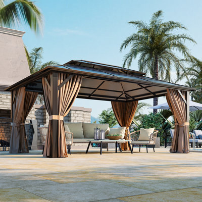  Pavillon de jardin extérieur avec toit double à toit rigide