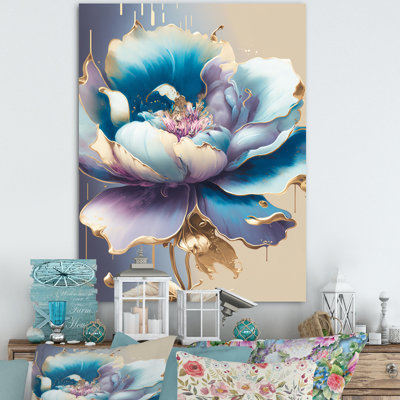 Ice Blue And Purple Watercolor Flower II - Floral Wall Art