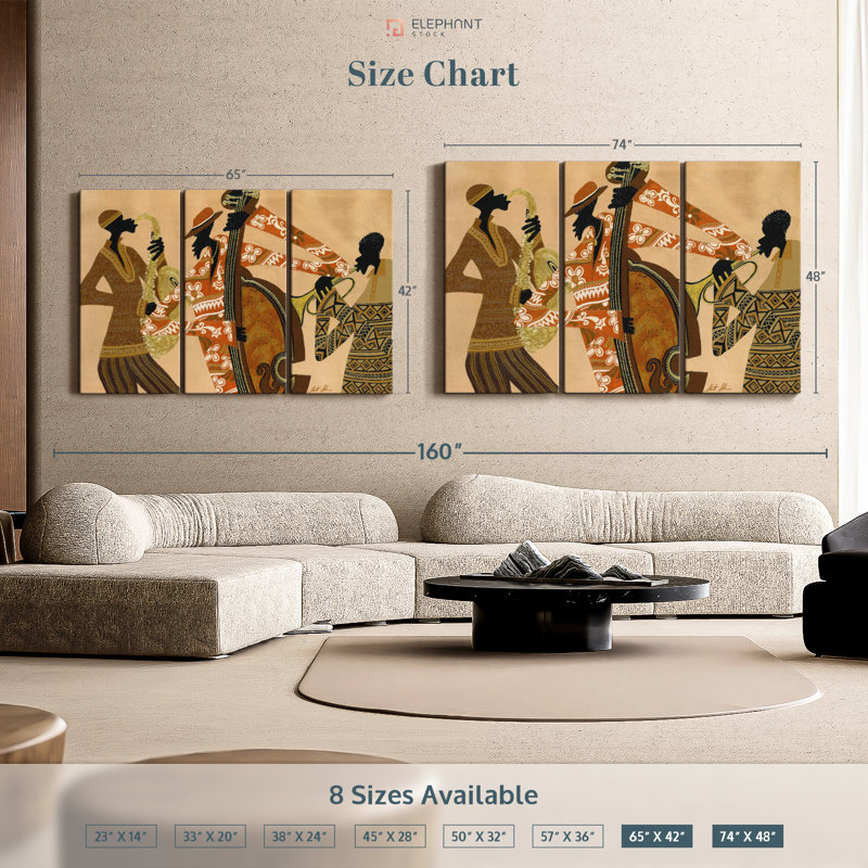 «All That Jazz Wall Art» sur toile, H 48 po x l 74 po x P 1,25 po
