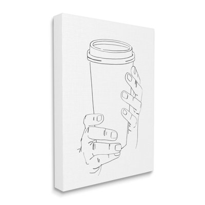 Froide mains tenant une tasse - reproduction de dessin