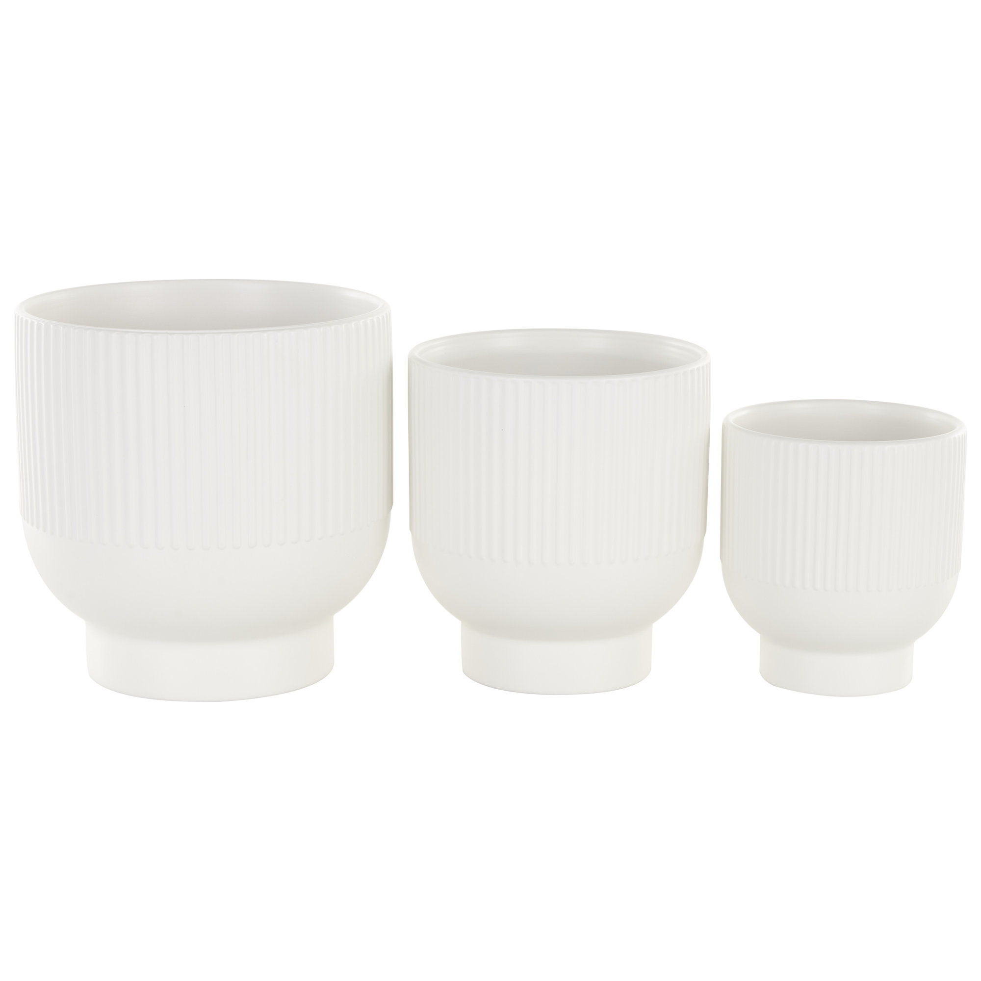 Ceramic Planter - Set of 3, White, 8.8" H x 8.5" W x 8.7" D