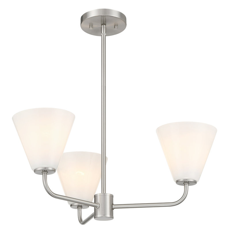 Lustre Hashimoto , H 9 po x l 24 po x P 24 po, 3 lumières, Nickel satiné