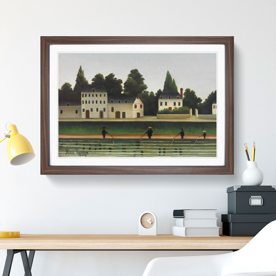 Landscape and Four Fisherman by Henri Rousseau - Picture Frame Painting