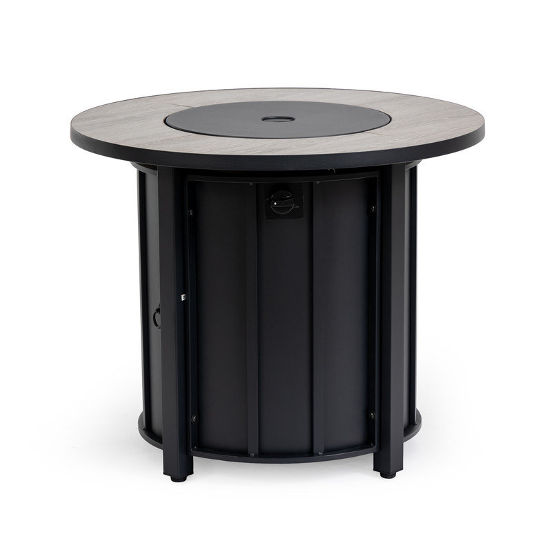 Foyer de table au gaz propane 30 po, foyer rond en acier de 50 000 BTU avec plateau en céramique grain de bois pour l'extérieur