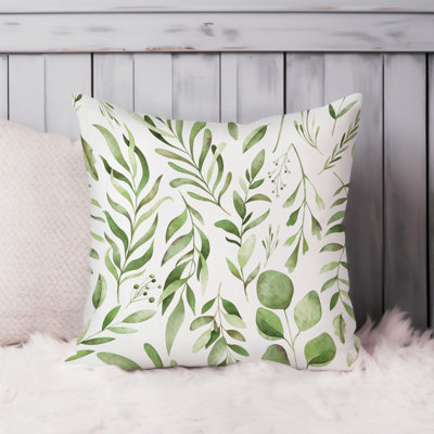 Botanical Leaves Pattern IV Cottage Throw Pillow Cover