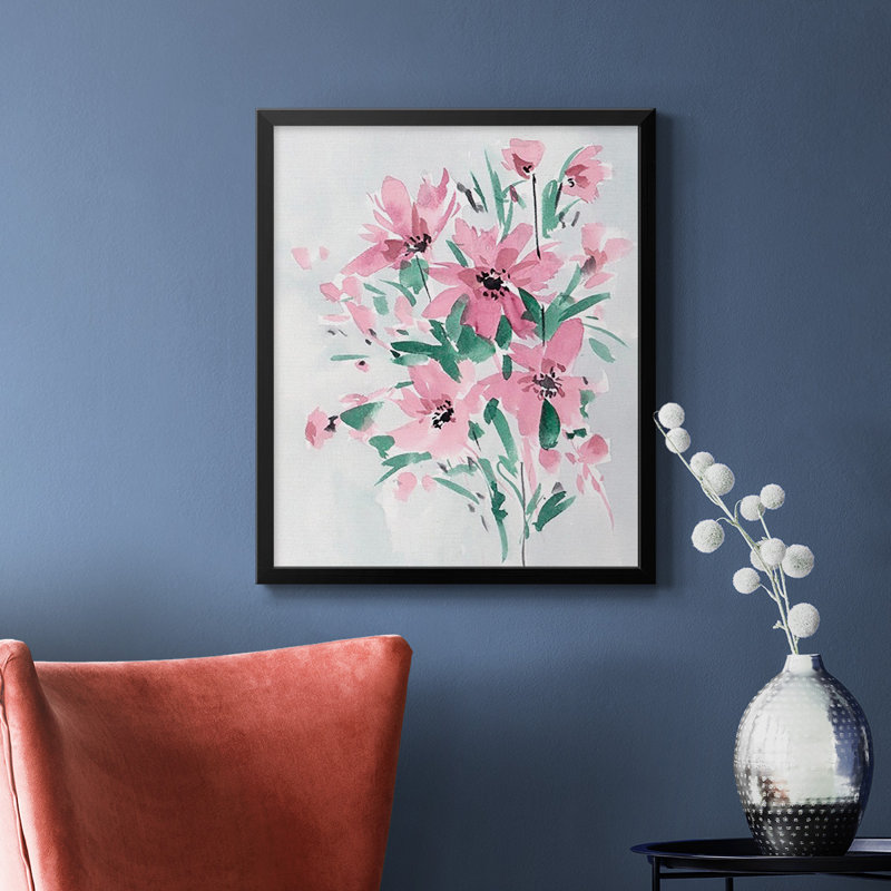 Toile encadrée de qualité supérieure Posy Blooms III - prête à être accrochée, H 24 po x l 20 po, Noir