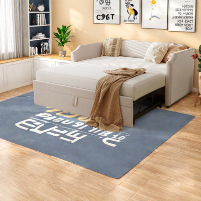 Multifunctional Twin Size Velvet Daybed With Extendable Trundle, Contemporary Style