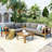 Outdoor Acacia Wood Sofa Set with Comfortable Cushions and Versatile Design-256907118