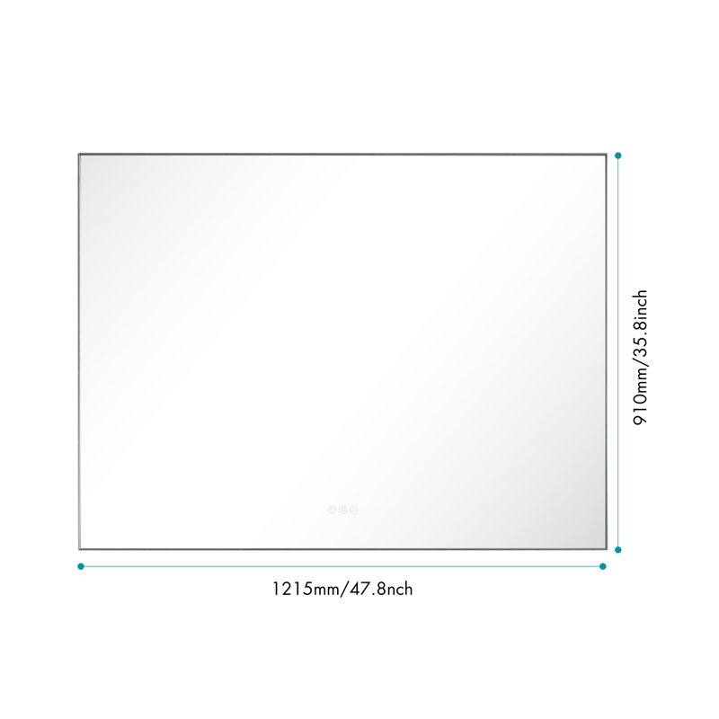 Miroir de salle de bain 48 po x 36 po Brouillard