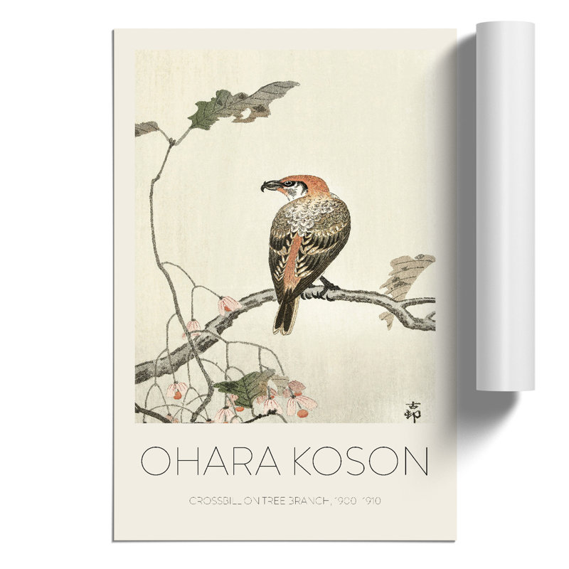 Crossbill on a Tree Branch Print by Ohara Koson - Frameless Print, 59cm H x 42cm W x 0.1cm D