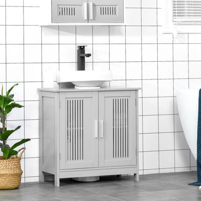 Armoire moderne sous le lavabo avec 2 portes, armoire de salle de bain piédestal sous le lavabo, meuble-lavabo avec tablettes réglables