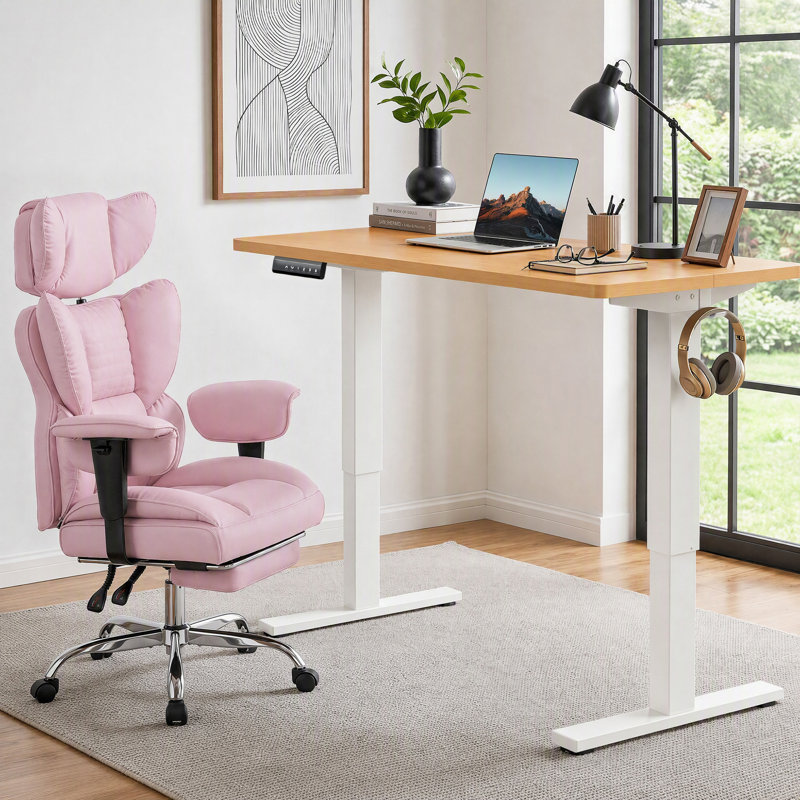 Bureau debout électrique à hauteur ajustable avec fauteuil de direction ergonomique, ensemble de mobilier de bureau moderne